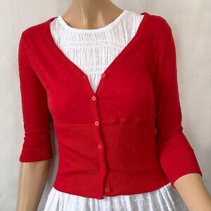 red cotton shrug / cropped lightweight cardigan sweater 3/4 sleeves GAP XS